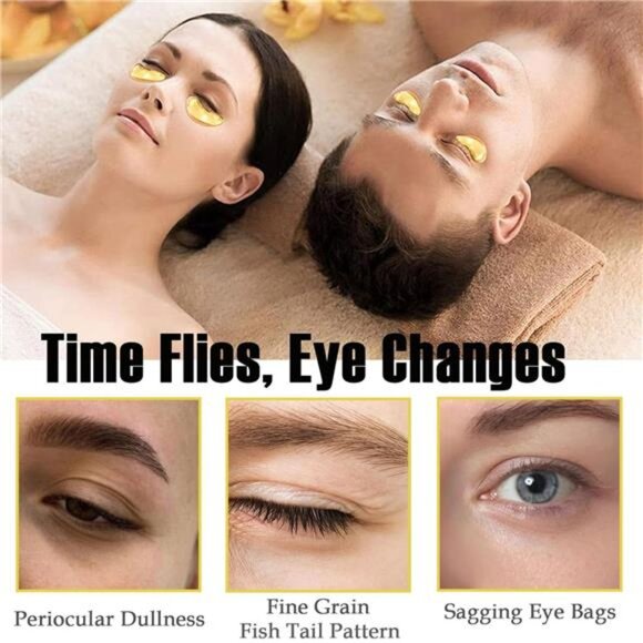 30 Pairs 24K Gold Eye Masks, Crystal Collagen Gel Eye Patches for Puffy Eyes, - Picture 3 of 8